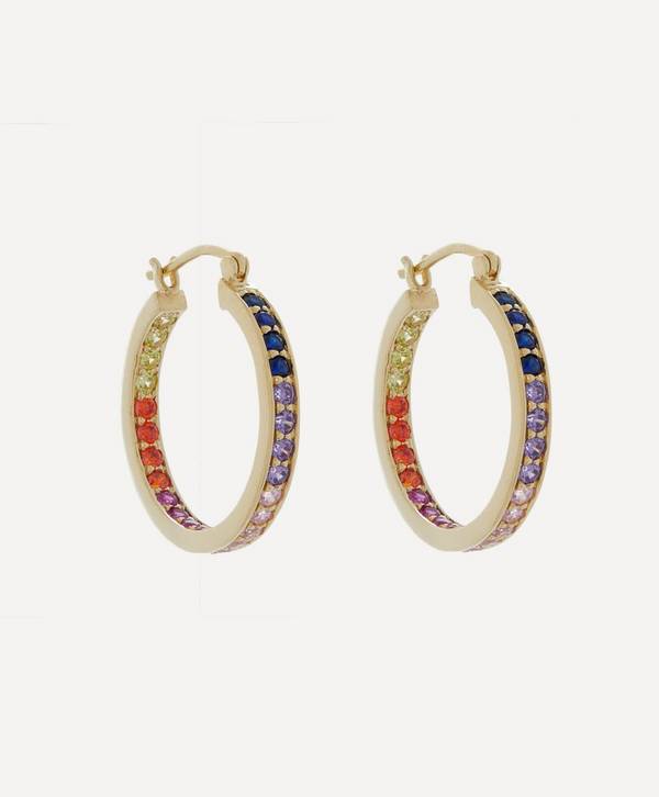 Adore Adorn - Gold-Plated Vermeil Silver Lucky Multi-Coloured Hoop Earrings image number 0