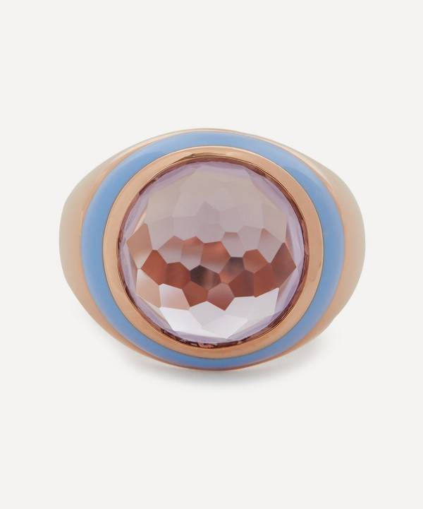 Adore Adorn - Rose Gold-Plated Cotton Candy Enamel Cabochon Amethyst Dome Ring image number 0