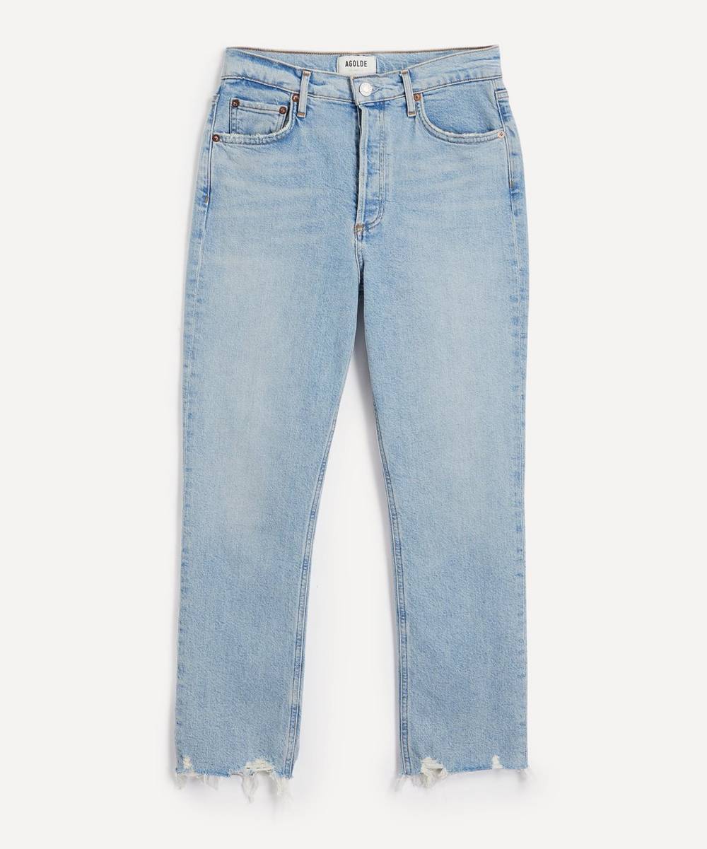 Agolde Denim Riley High Rise Straight Crop in Blue Womens Jeans Agolde Jeans 