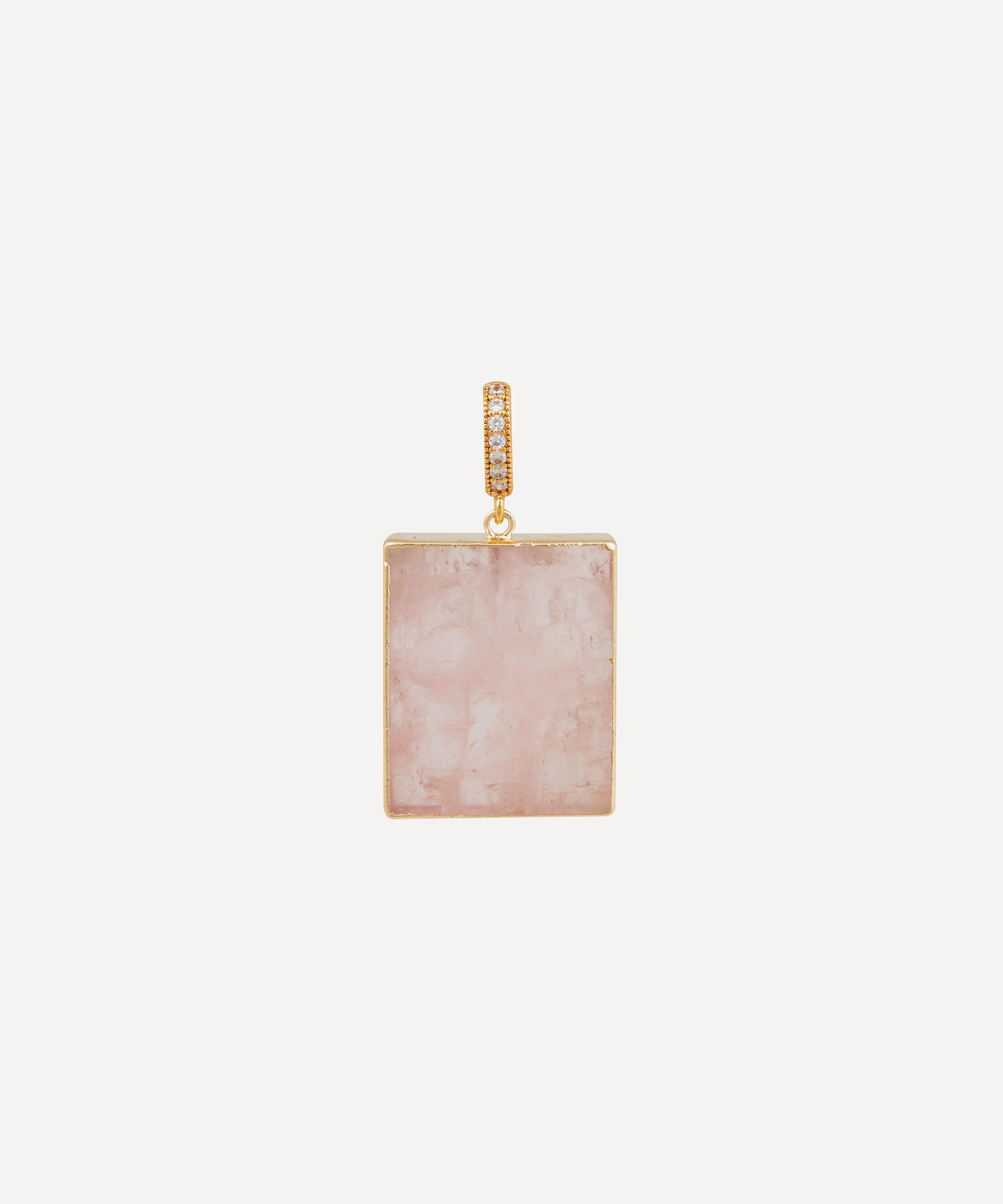 Crystal Haze - 18ct Gold-Plated Rose Quartz and Crystal Pavé Charm