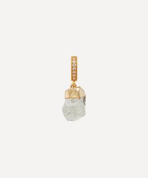 18ct Gold-Plated Green Amethyst and Crystal Pavé Charm
