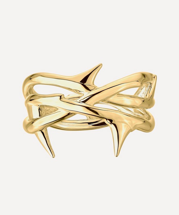 Shaun Leane - Gold Plated Vermeil Silver Rose Thorn Triple Band Ring image number null