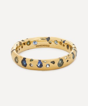 Polly Wales - 18ct Gold Blue and Green Sapphire Confetti Ring image number 0