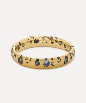 Polly Wales - 18ct Gold Blue and Green Sapphire Confetti Ring image number 2