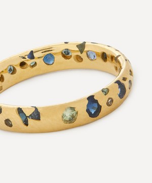 Polly Wales - 18ct Gold Blue and Green Sapphire Confetti Ring image number 3
