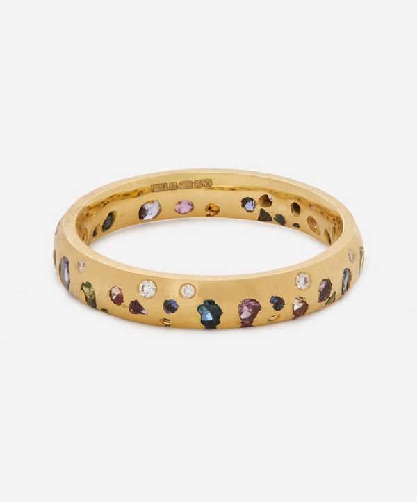 Polly Wales - 18ct Gold Blossom-Crush Sapphire and Diamond Confetti Ring image number null