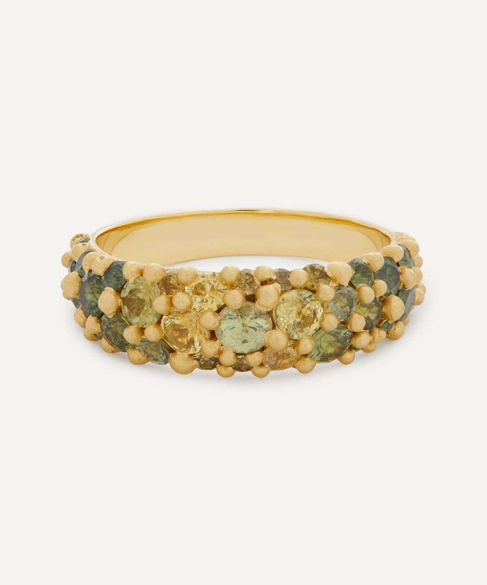 Polly Wales - 18ct Gold Spring Green Sapphire River Ring