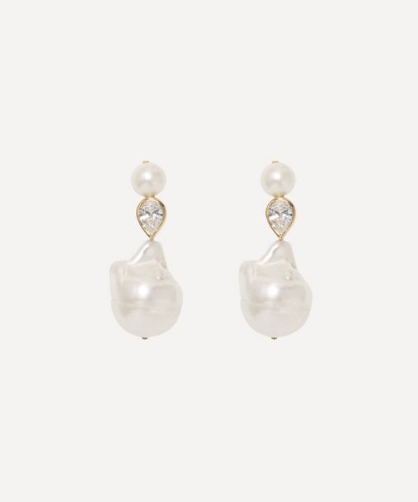 Completedworks - 14ct Gold-Plated Freshwater Pearl And Crystal Drop Earrings