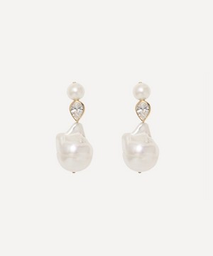 14ct Gold-Plated Freshwater Pearl And Crystal Drop Earrings