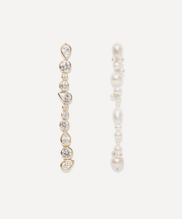 Completedworks - 14ct Gold-Plated Freshwater Pearl And Crystal Long Drop Earrings