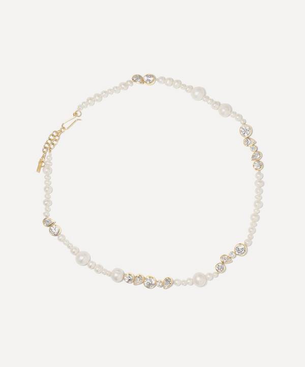 Completedworks - 14ct Gold-Plated Crystal And Freshwater Pearl Necklace image number 0