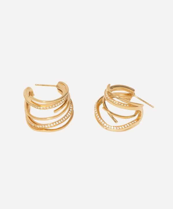 Completedworks - Gold-Plated Vermeil Silver White Topaz Flow Hoop Earrings image number null