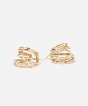 Completedworks - Gold-Plated Vermeil Silver White Topaz Flow Hoop Earrings image number 2