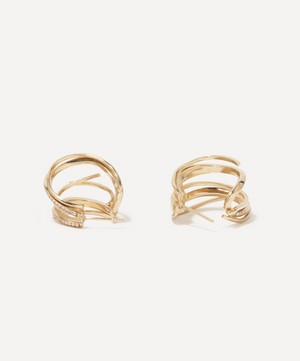 Completedworks - Gold-Plated Vermeil Silver White Topaz Flow Hoop Earrings image number 3