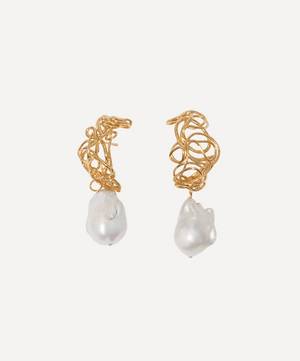 Gold-Plated Vermeil Silver Myth Makers Baroque Pearl Drop Earrings