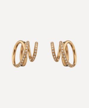 Gold-Plated Vermeil Silver Flow White Topaz Spiral Stud Earrings