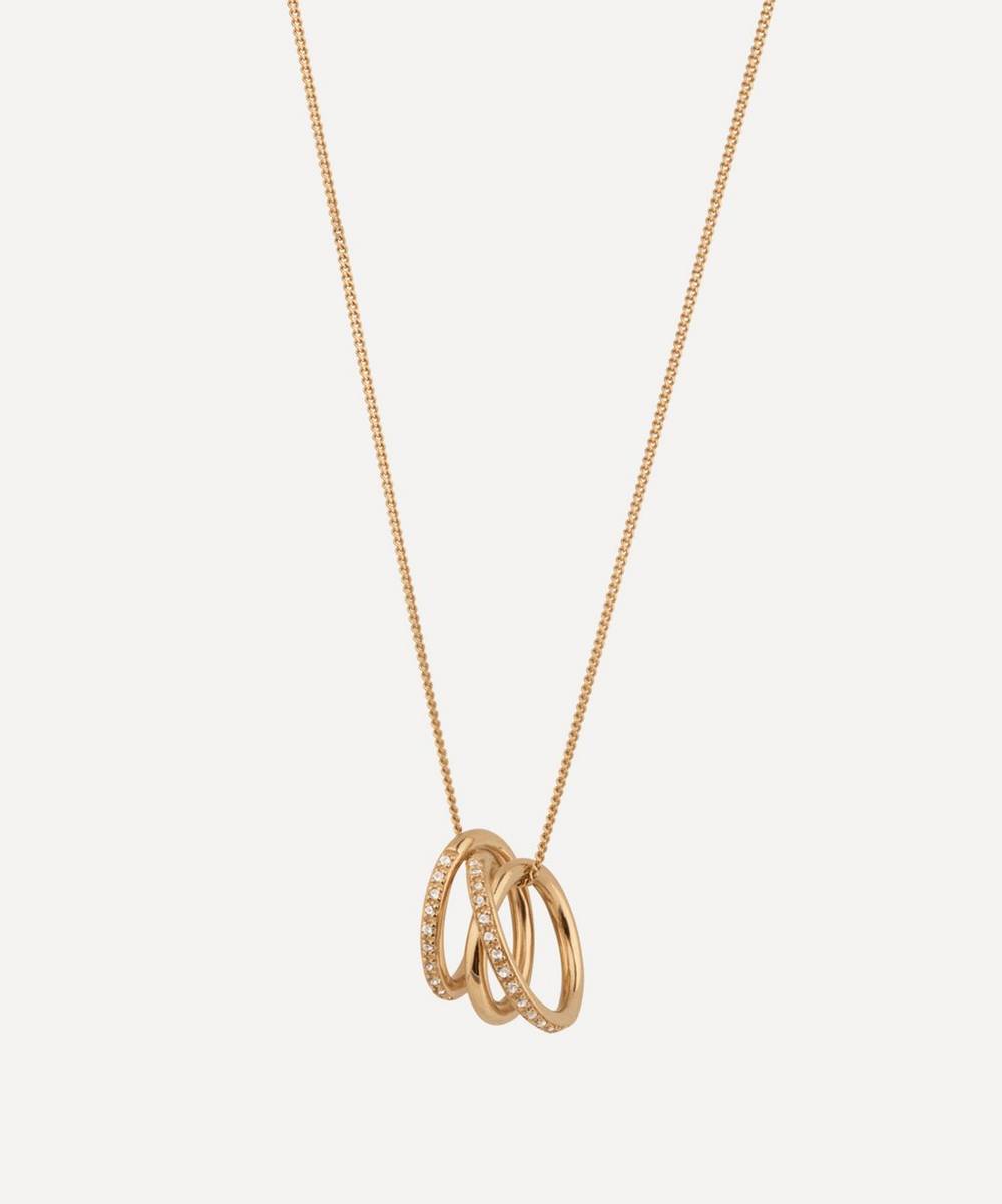 Completedworks - Gold-Plated Vermeil Silver Flow White Topaz Spiral Pendant Necklace