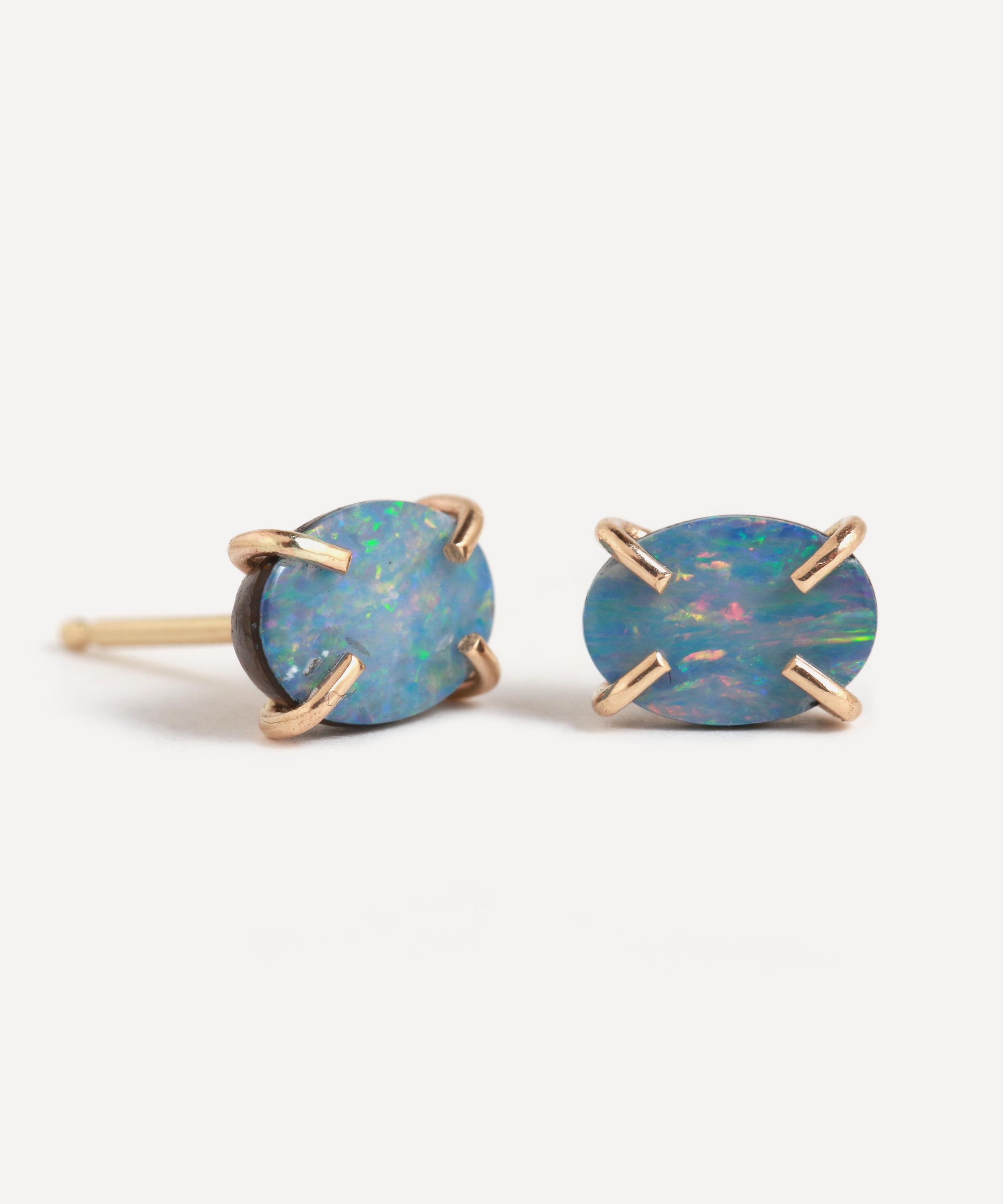 Melissa Joy Manning - 14ct Gold Australian Opal Stud Earrings image number 0