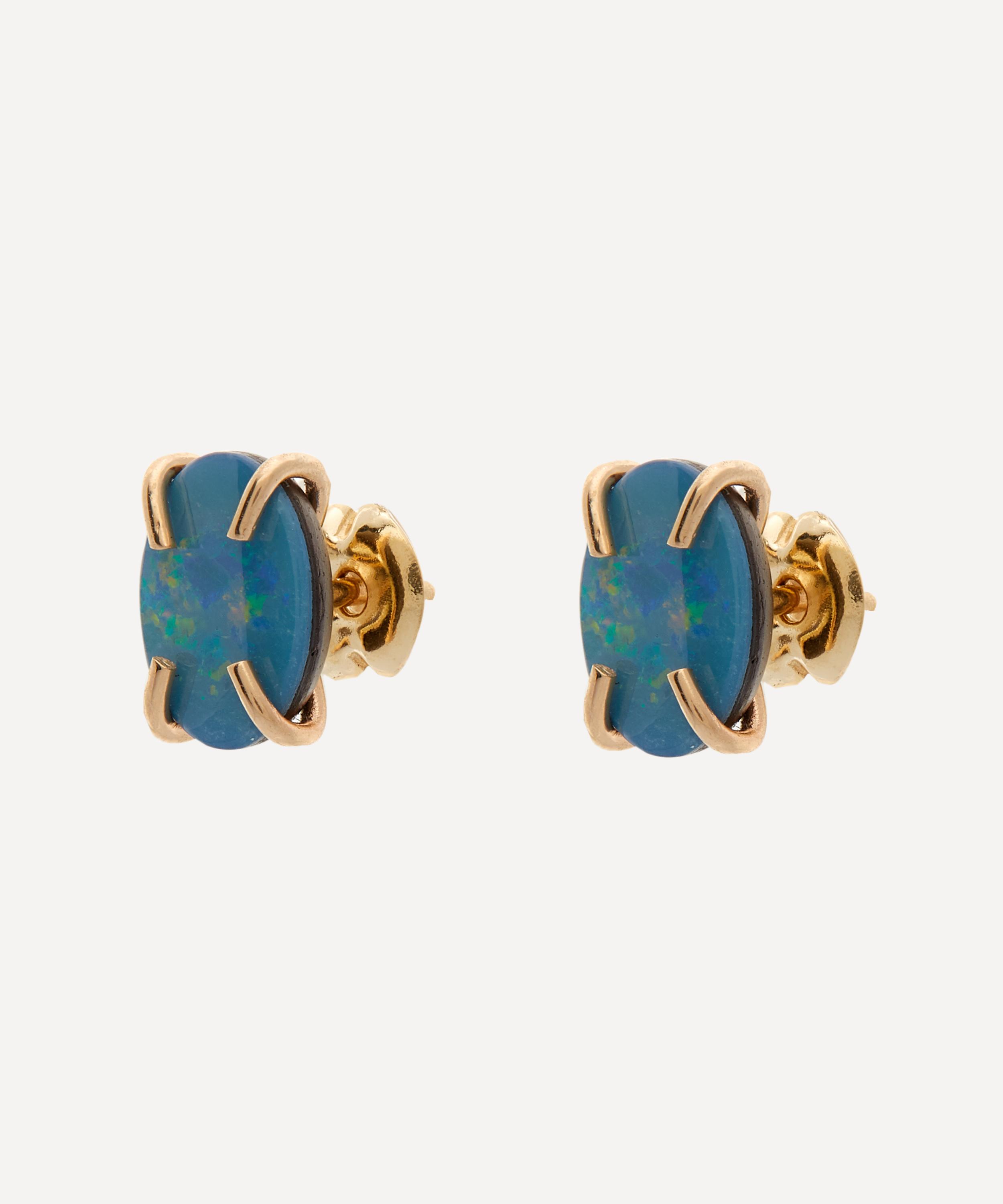 Melissa Joy Manning - 14ct Gold Australian Opal Stud Earrings image number 2