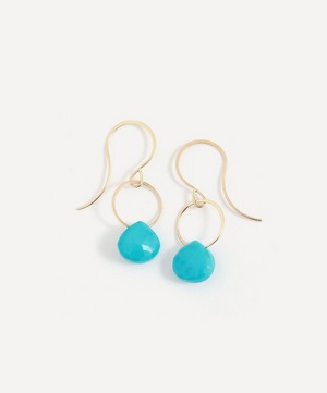 Melissa Joy Manning - 14ct Gold Turquoise Single Drop Earrings image number 0