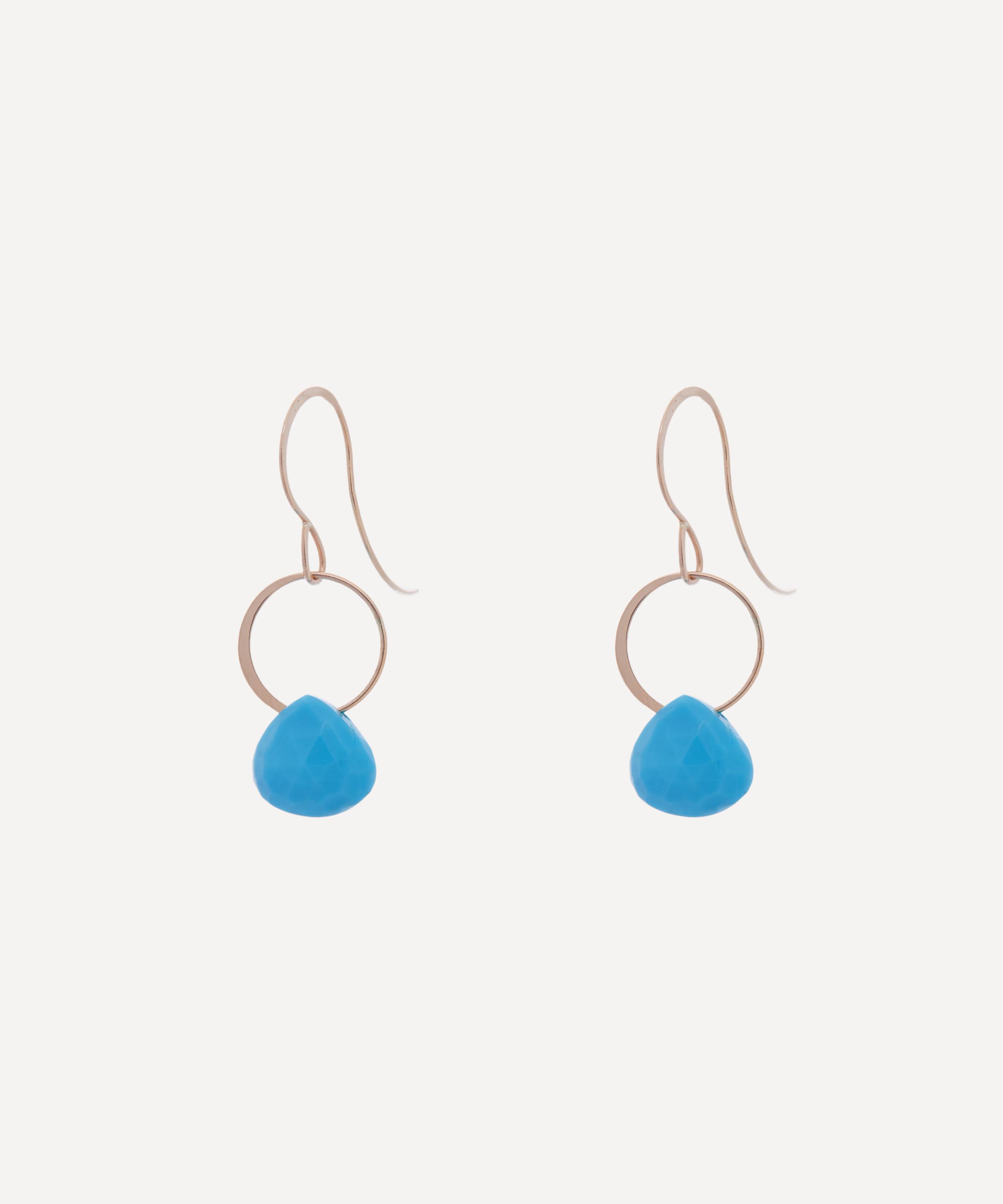 Melissa Joy Manning - 14ct Gold Turquoise Single Drop Earrings image number 2