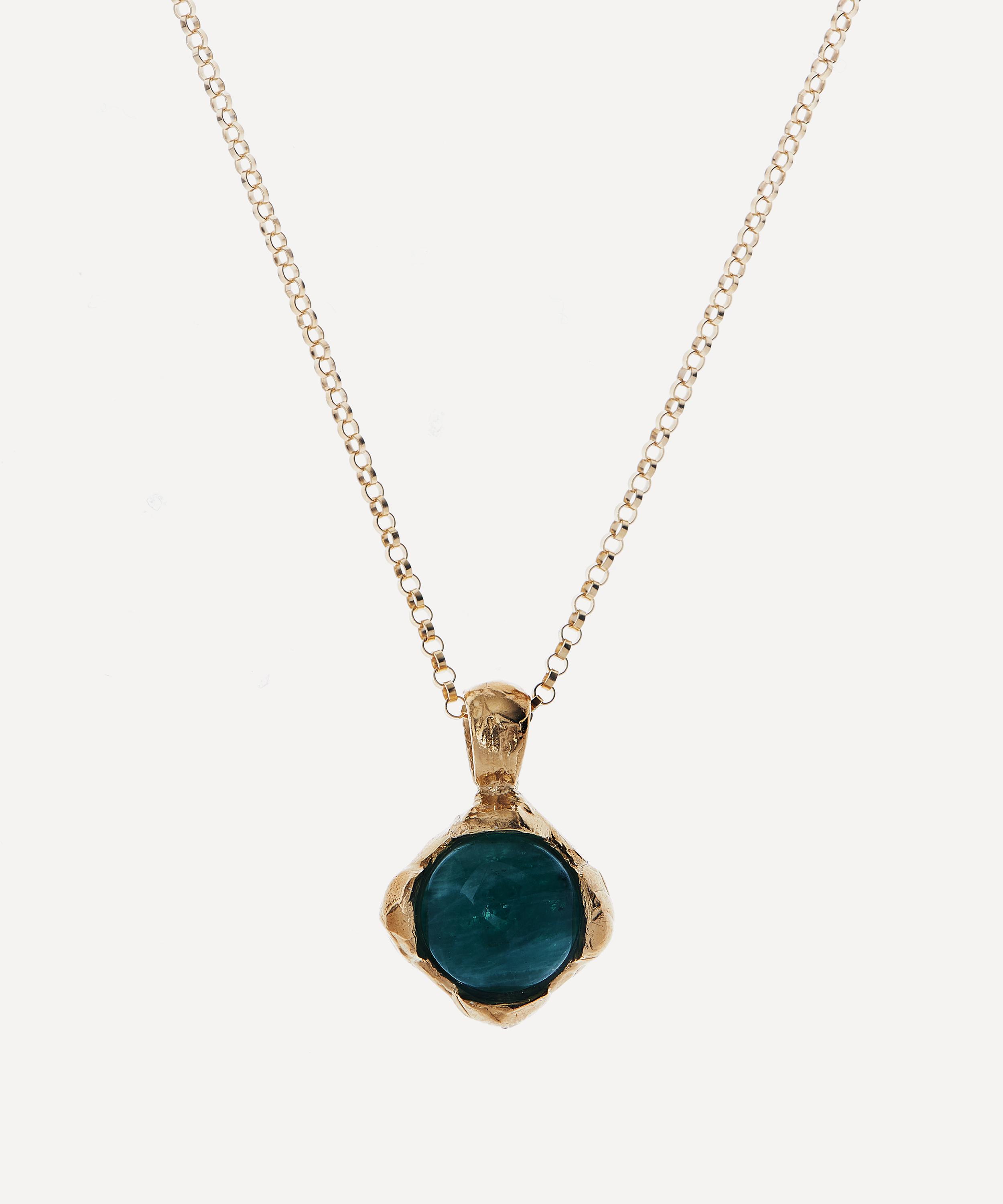 Alighieri - Gold-Plated The Eye of the Storm Emerald Necklace image number 0