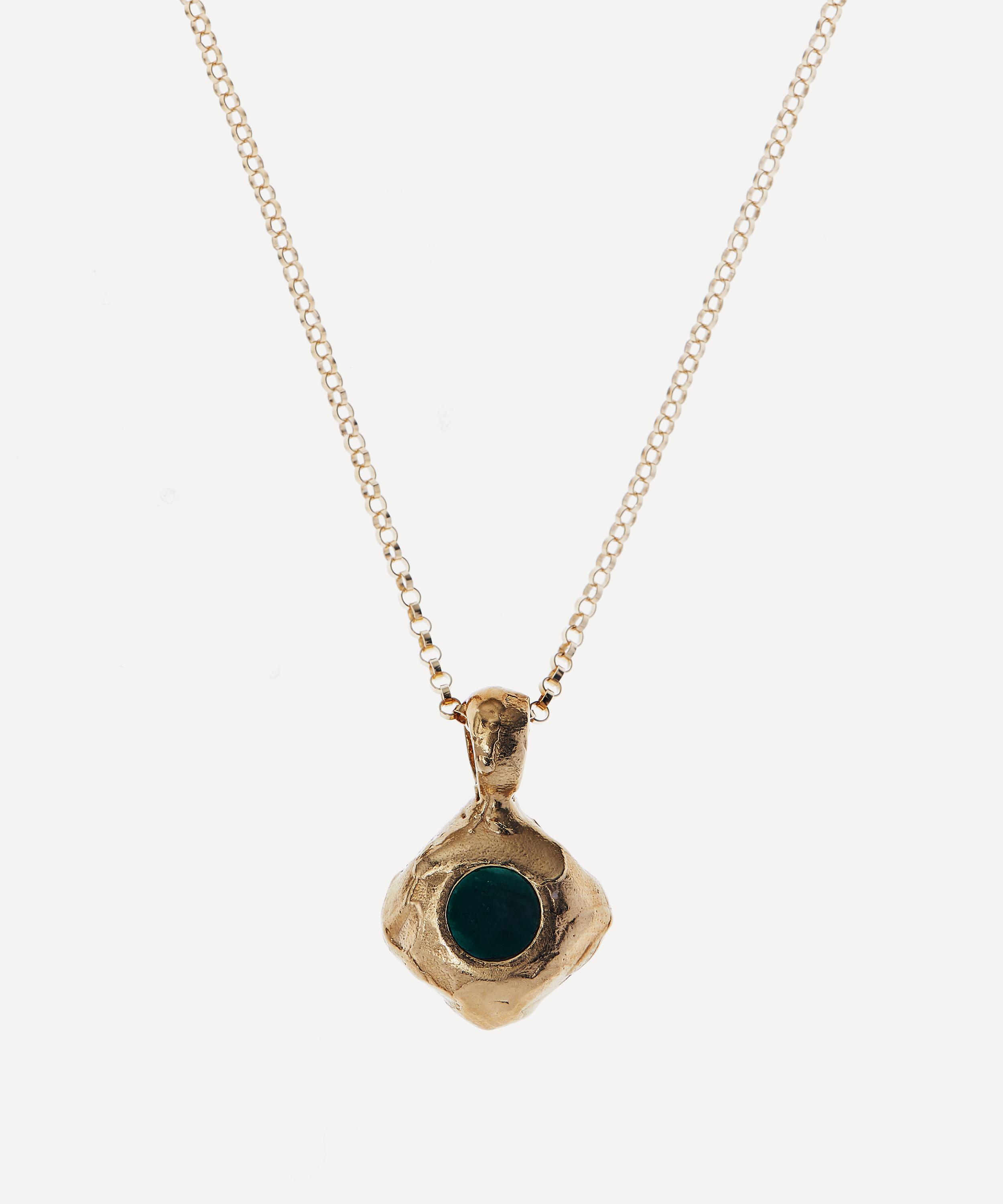 Alighieri - Gold-Plated The Eye of the Storm Emerald Necklace image number 3