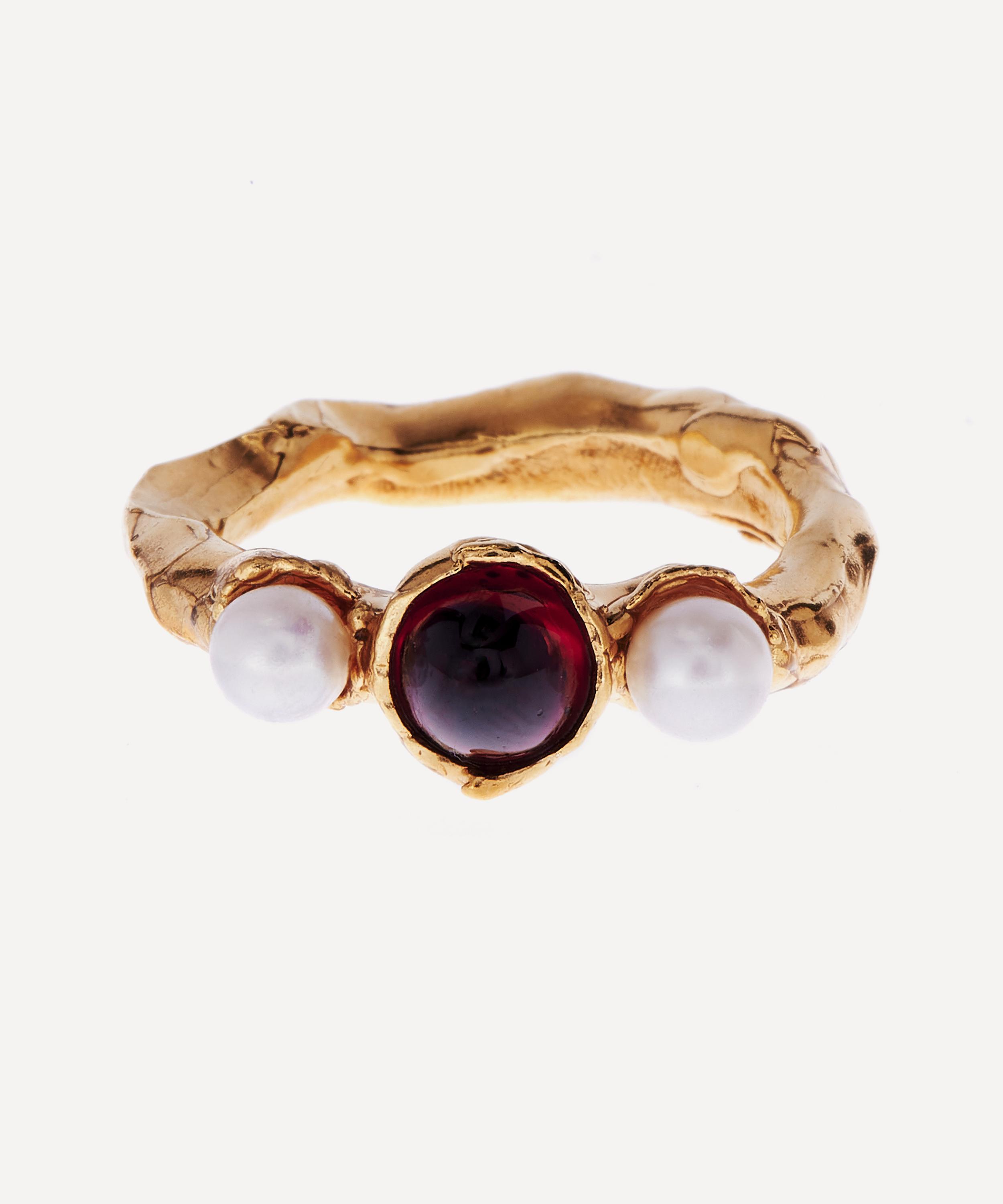 Alighieri - Gold-Plated The Nocturnal Desire Pearl and Garnet Ring image number 0