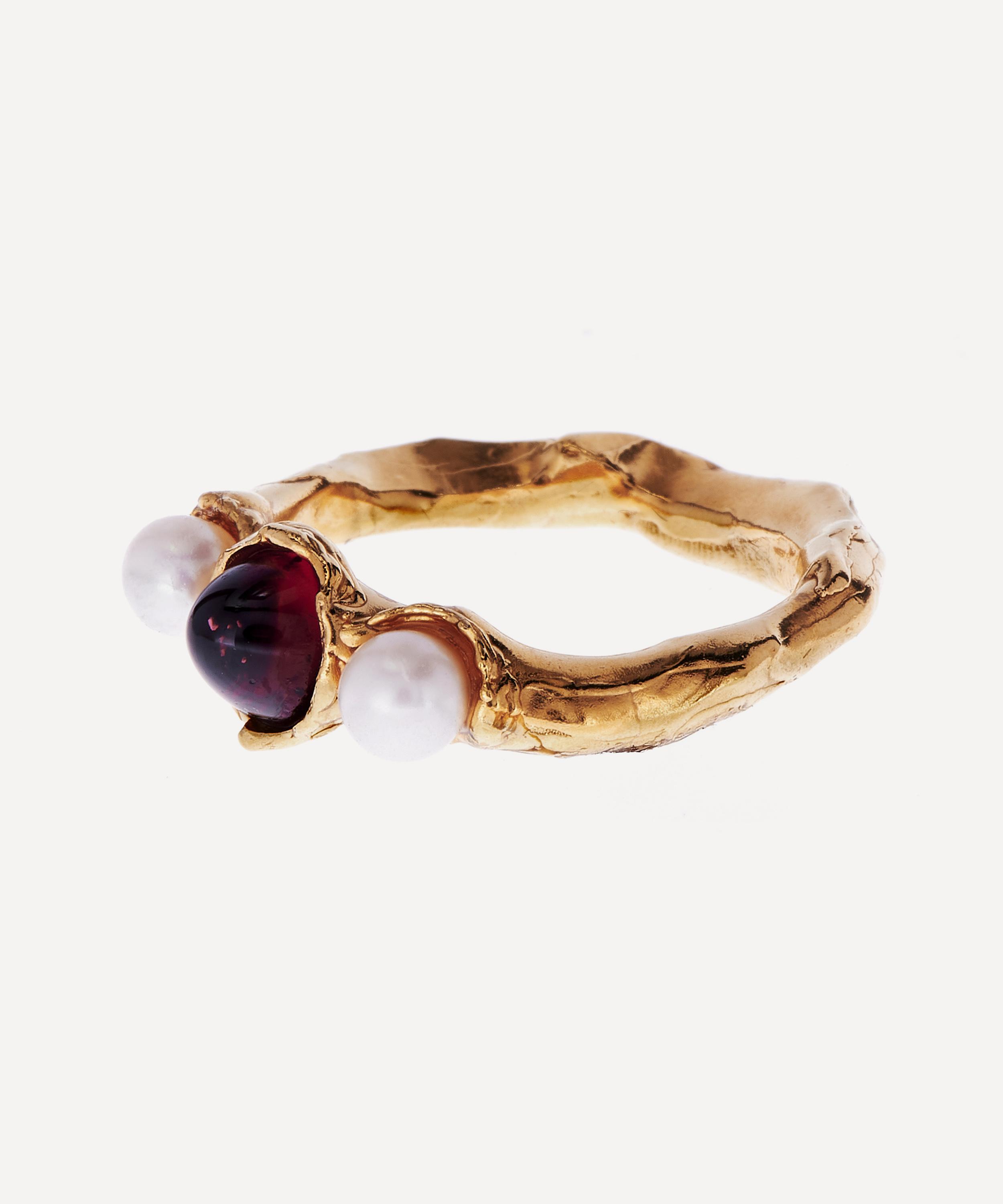 Alighieri - Gold-Plated The Nocturnal Desire Pearl and Garnet Ring image number 2