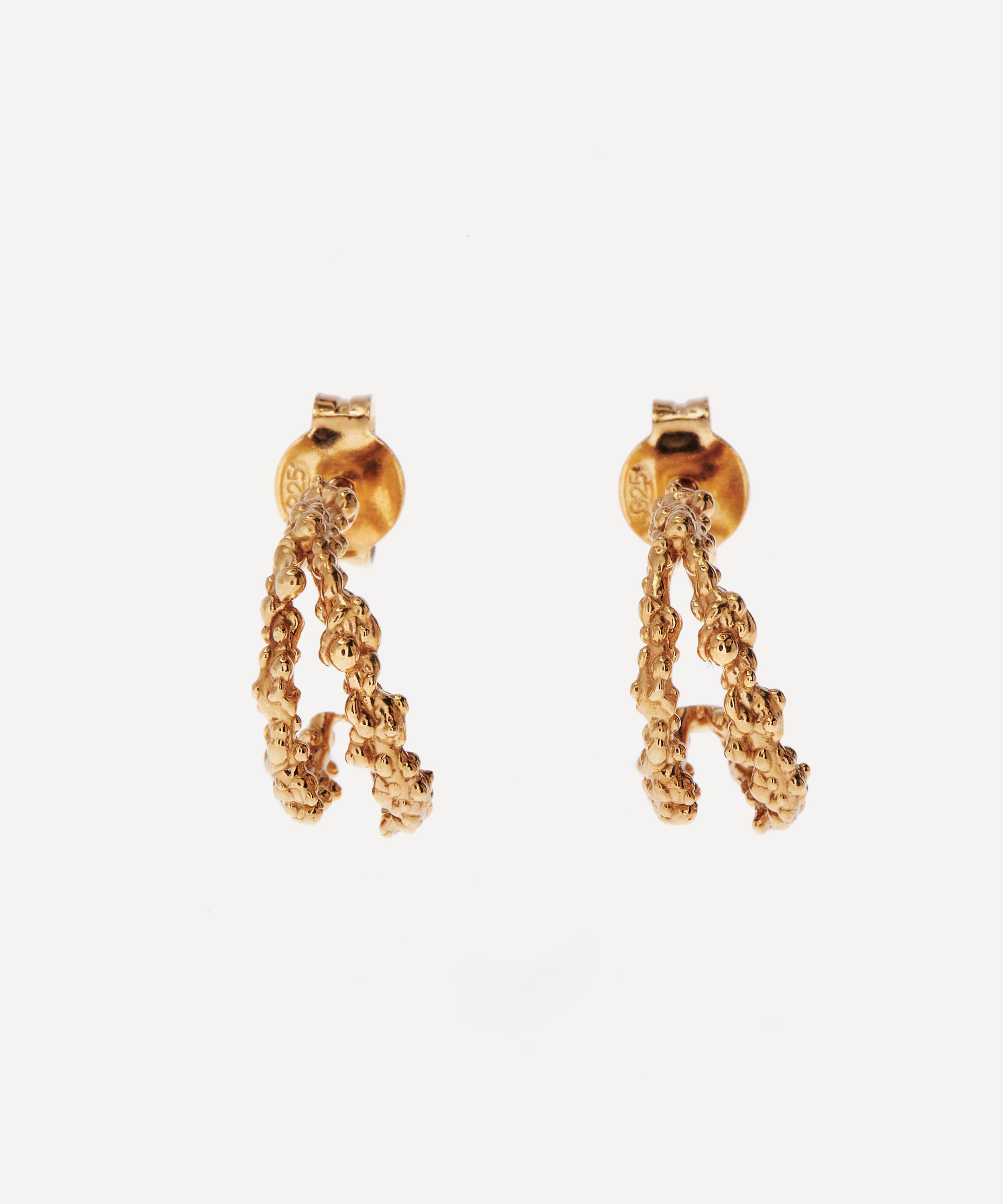 Alighieri - 24ct Gold-Plated Miniature Crumbling Rock Hoop Earrings image number 0
