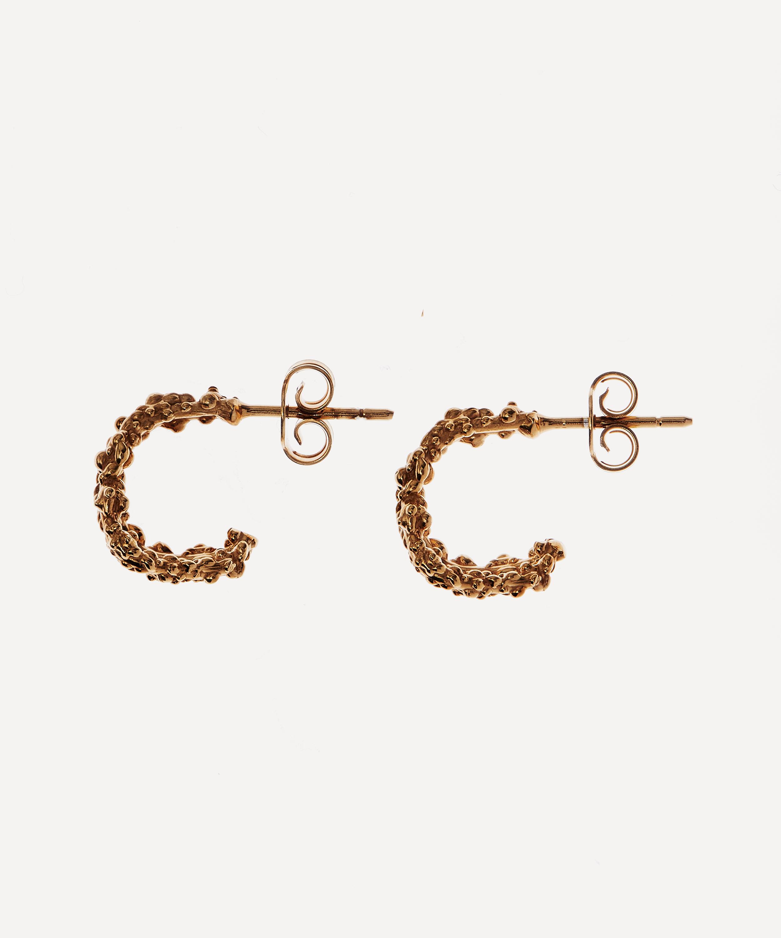Alighieri - 24ct Gold-Plated Miniature Crumbling Rock Hoop Earrings image number 3