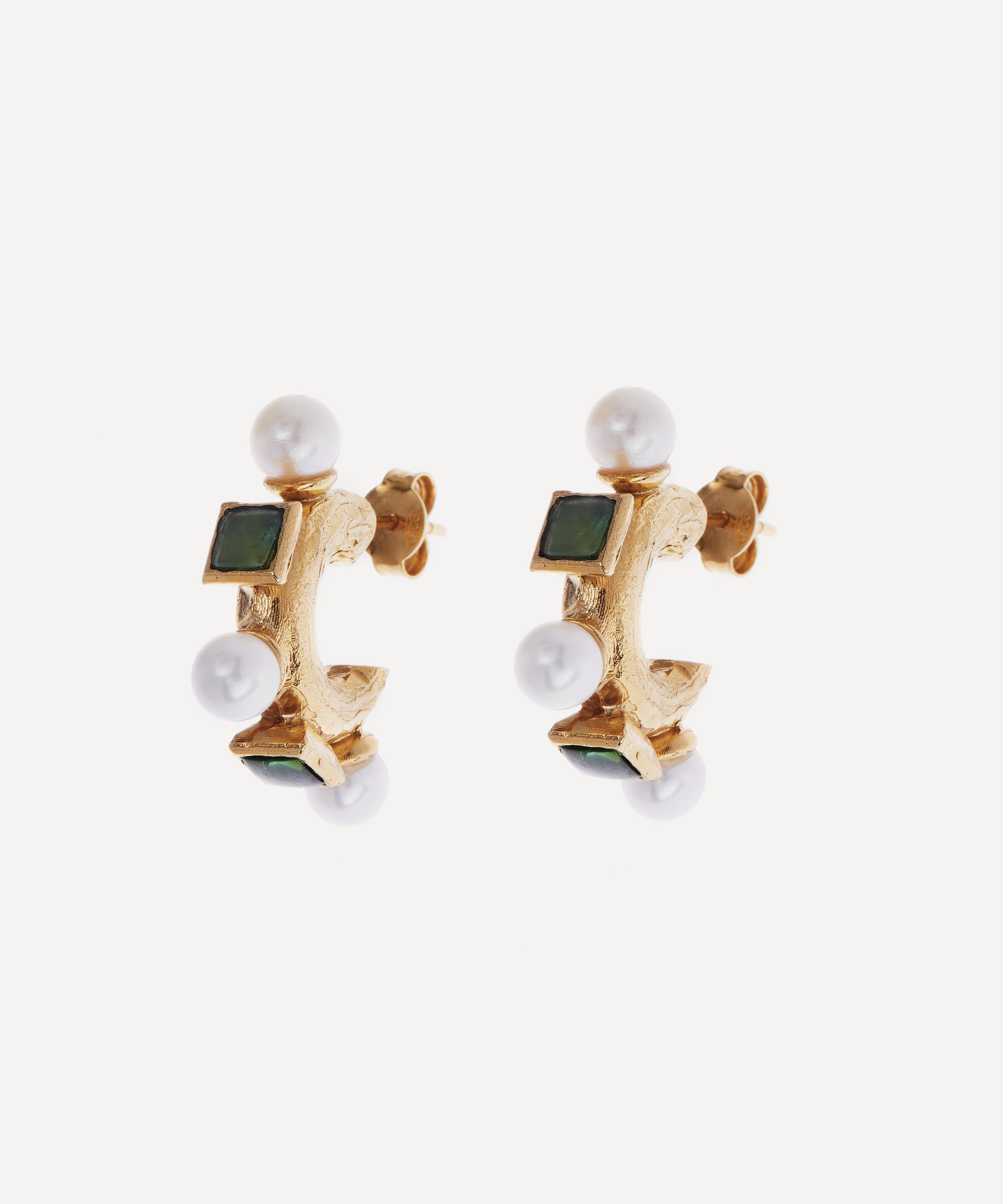 Alighieri - 24ct Gold-Plated Traveller’s Path Tourmaline Hoop Earrings image number 0