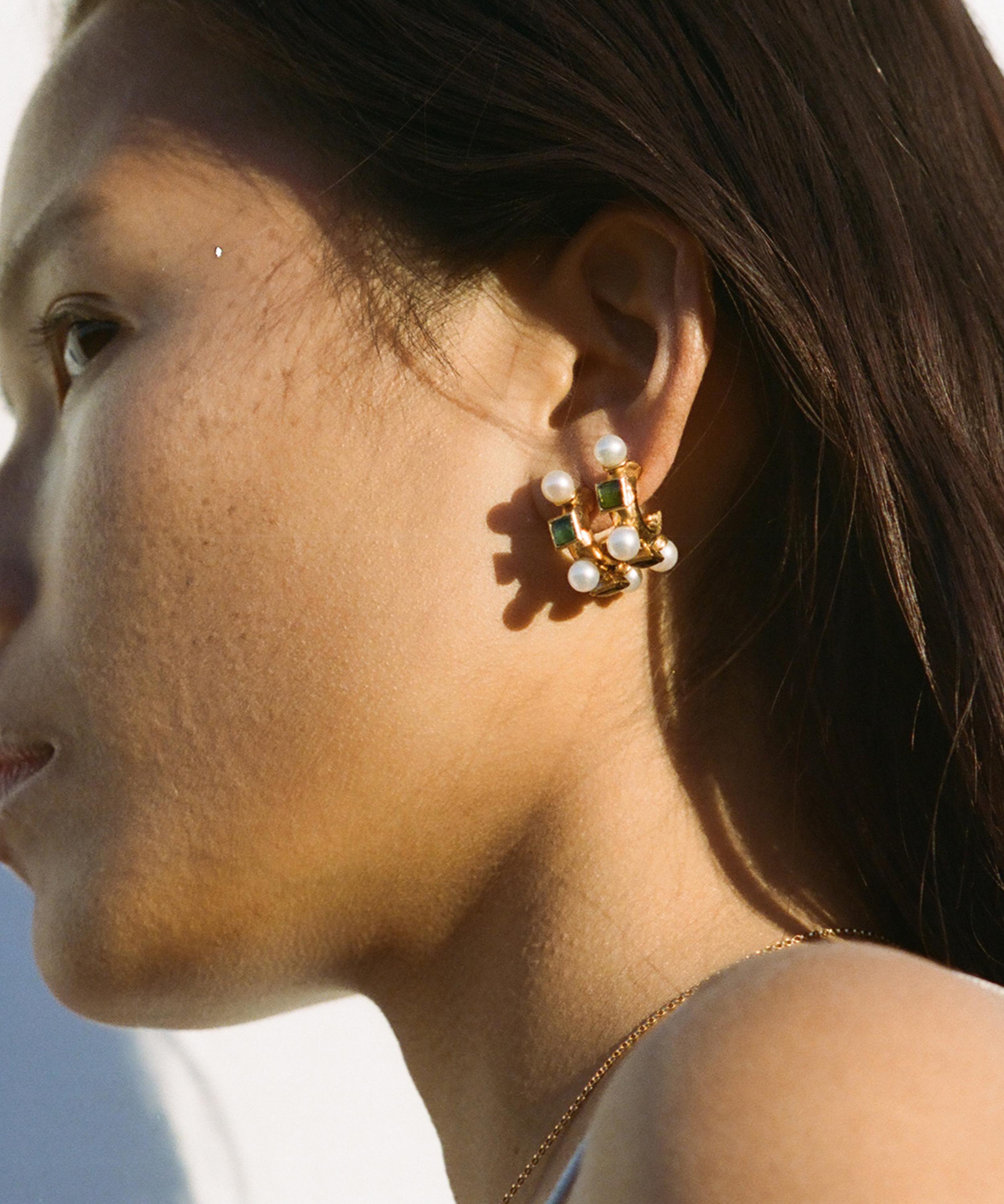 Alighieri - 24ct Gold-Plated Traveller’s Path Tourmaline Hoop Earrings image number 1