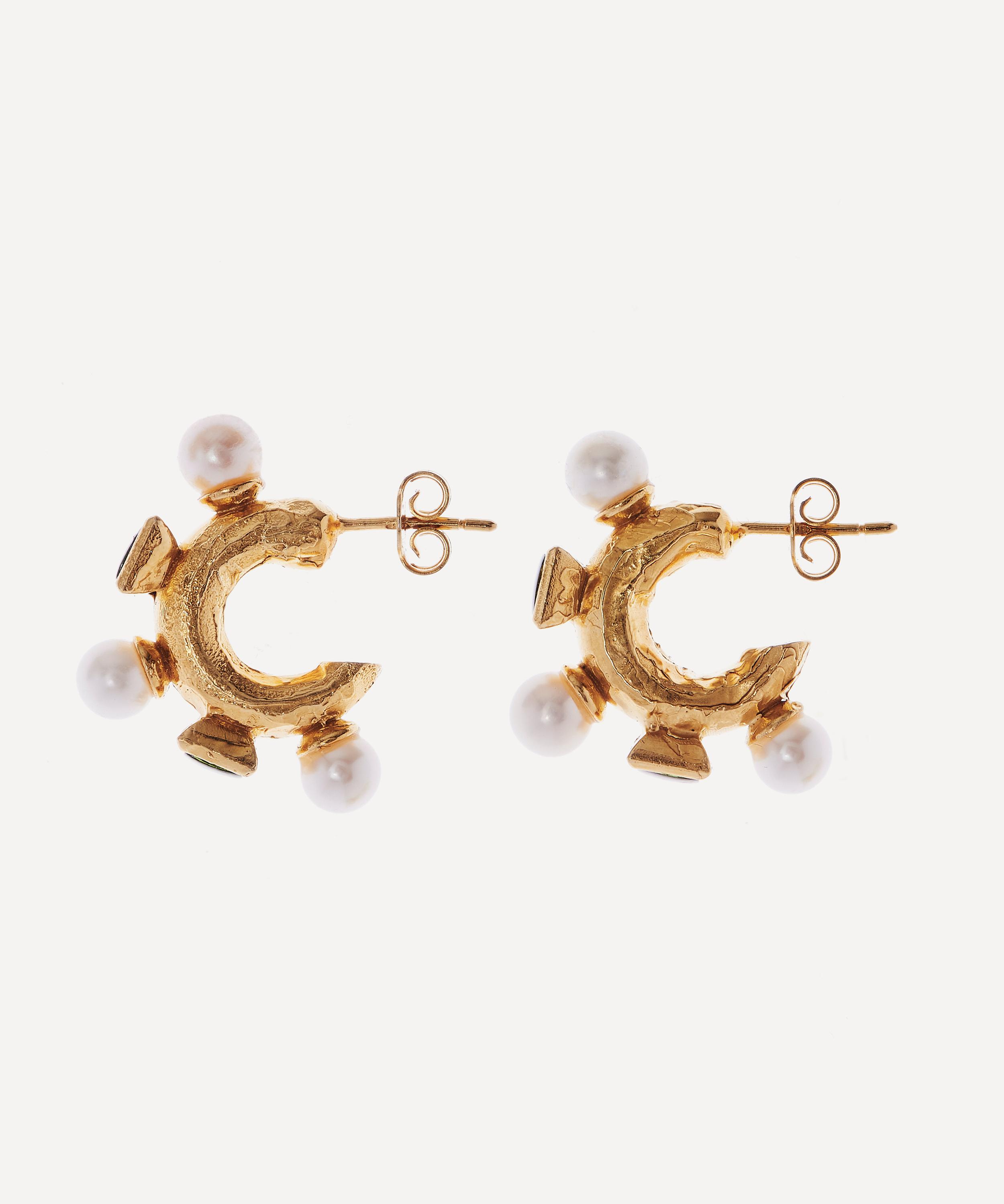Alighieri - 24ct Gold-Plated Traveller’s Path Tourmaline Hoop Earrings image number 2