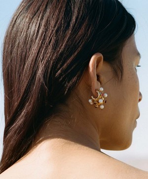 Alighieri - 24ct Gold-Plated Nocturnal Desire Pearl And Garnet Hoop Earrings image number 1