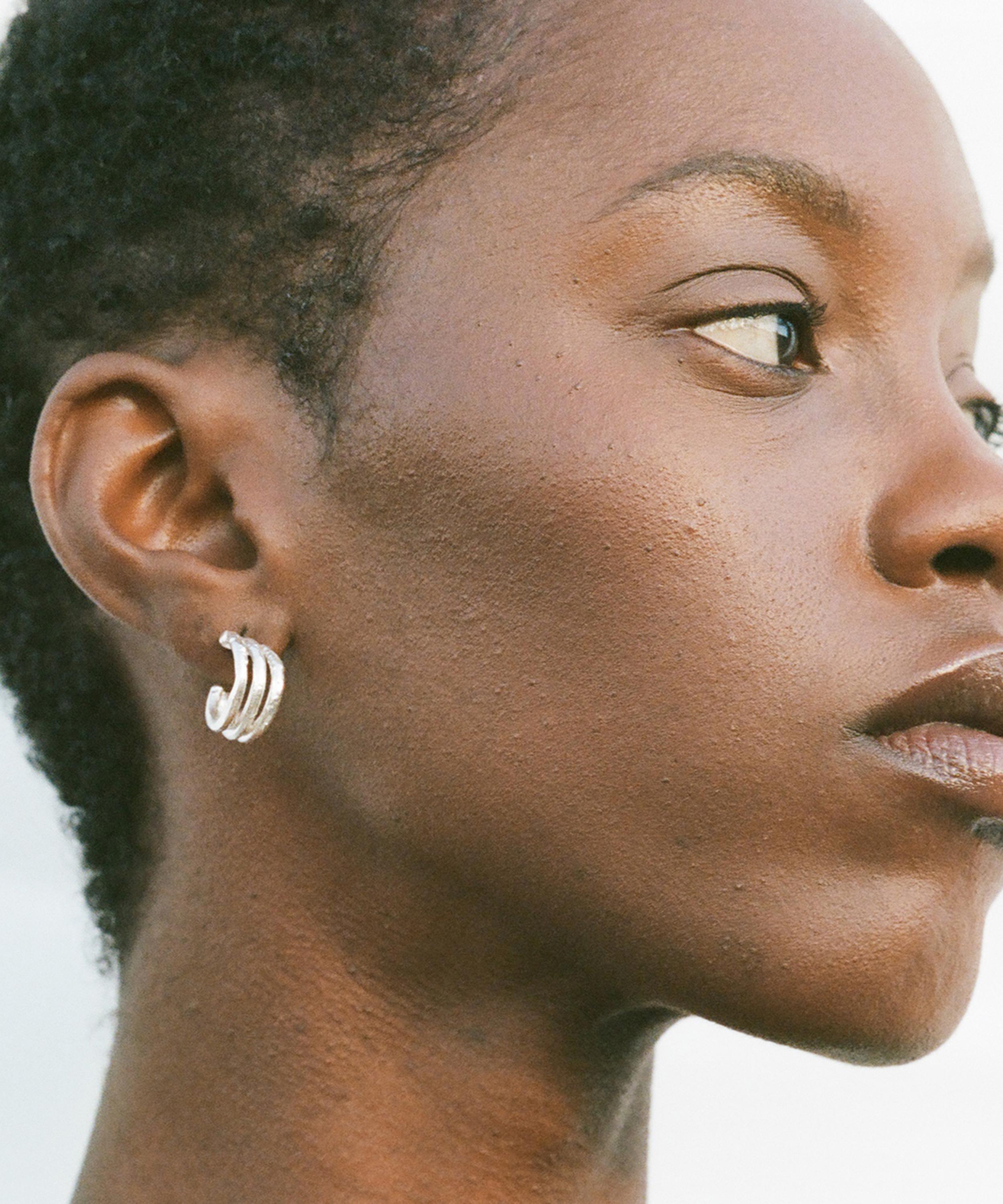 Silver triple sale hoop earrings