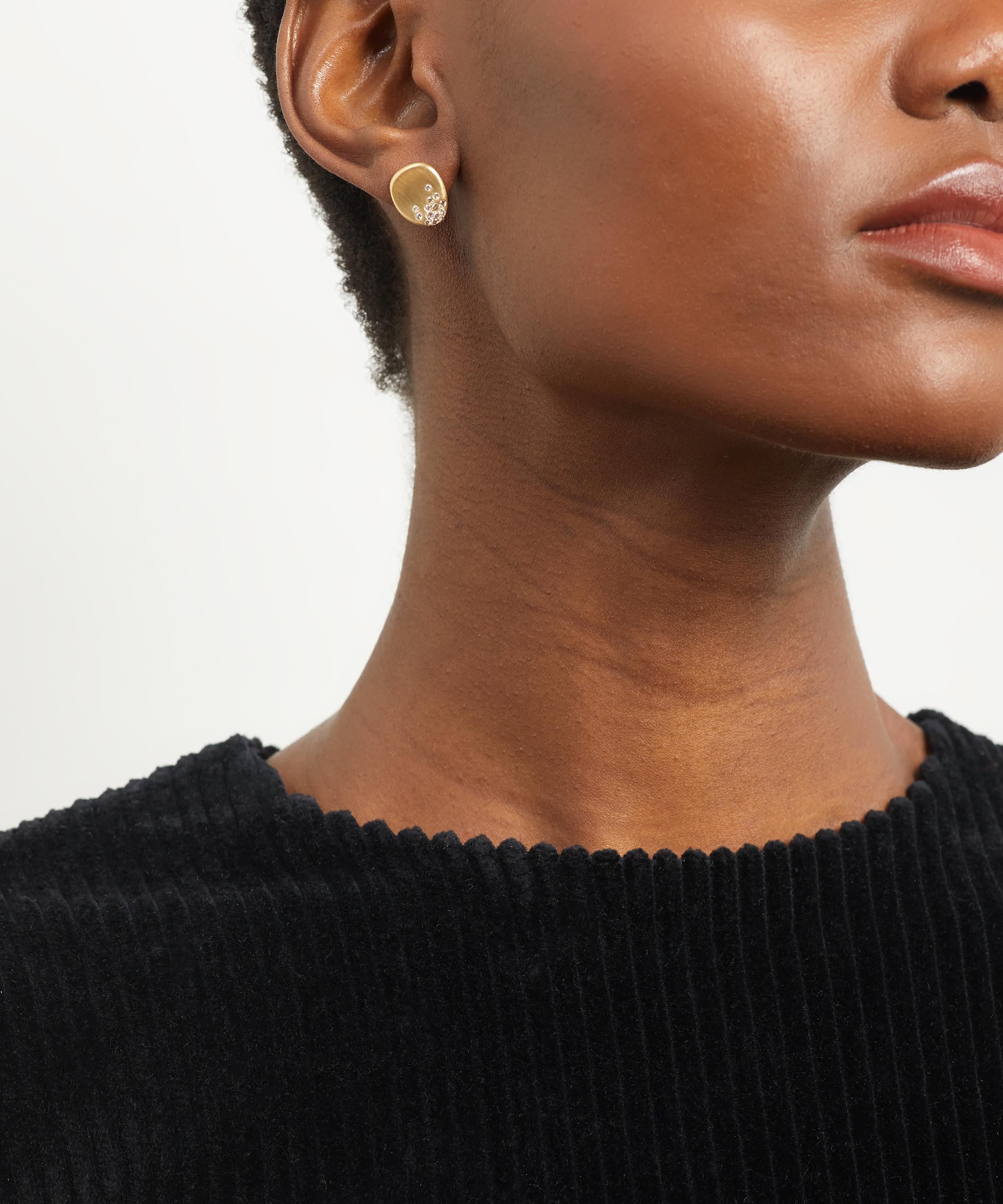 Nada Ghazal - 18ct Gold Urban Winter Mini Stud Earrings image number 1