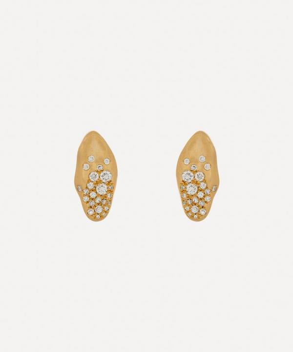 Nada Ghazal - 18ct Gold Baby Malak Flourish Ice Mini Marquise Stud Earrings