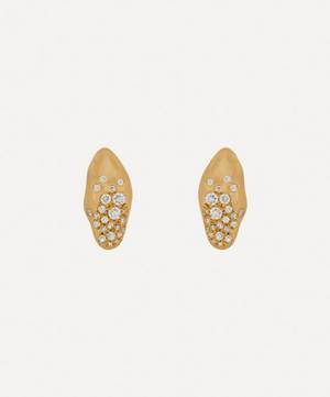18ct Gold Baby Malak Flourish Ice Mini Marquise Stud Earrings