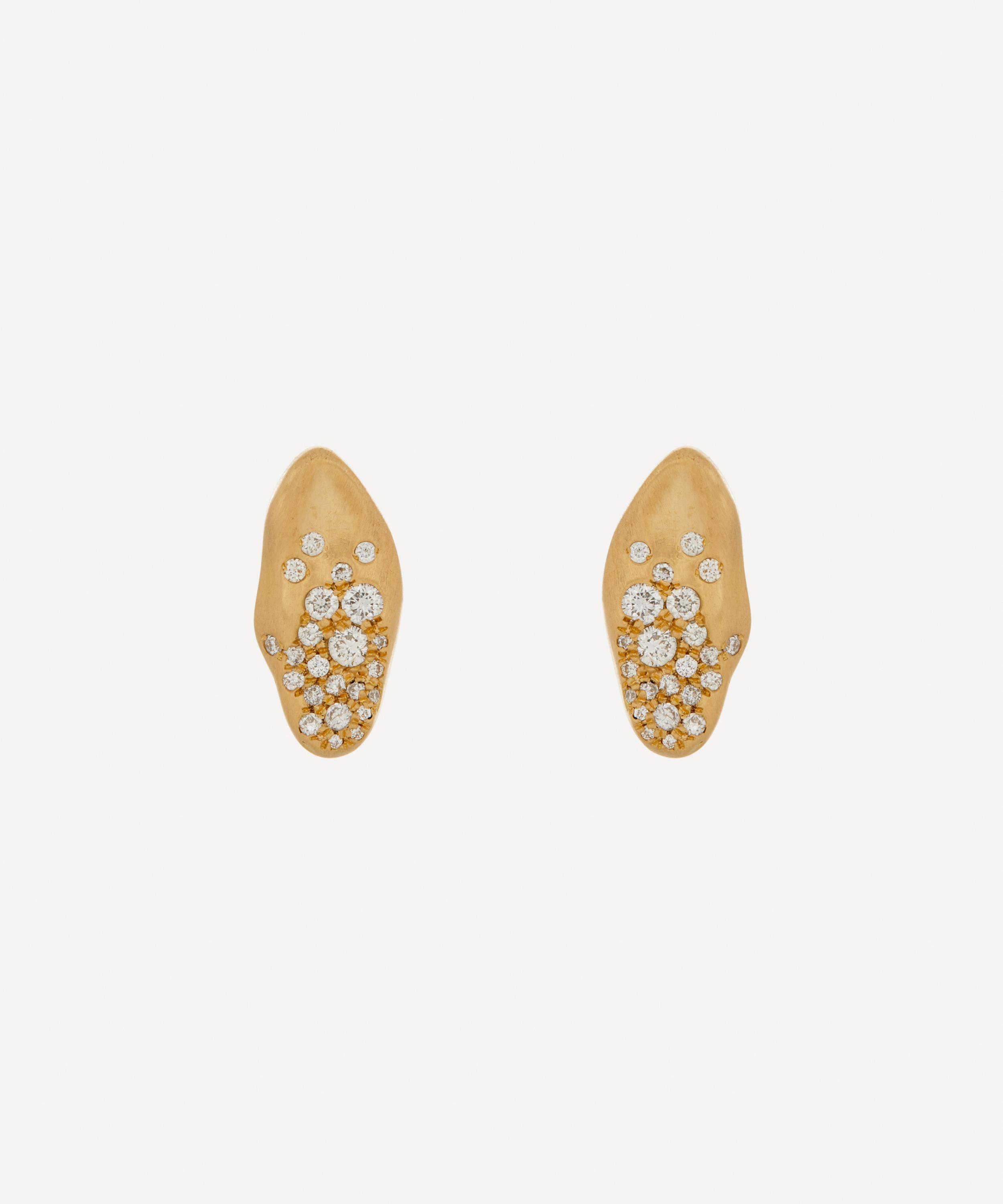 Nada Ghazal - 18ct Gold Baby Malak Flourish Ice Mini Marquise Stud Earrings