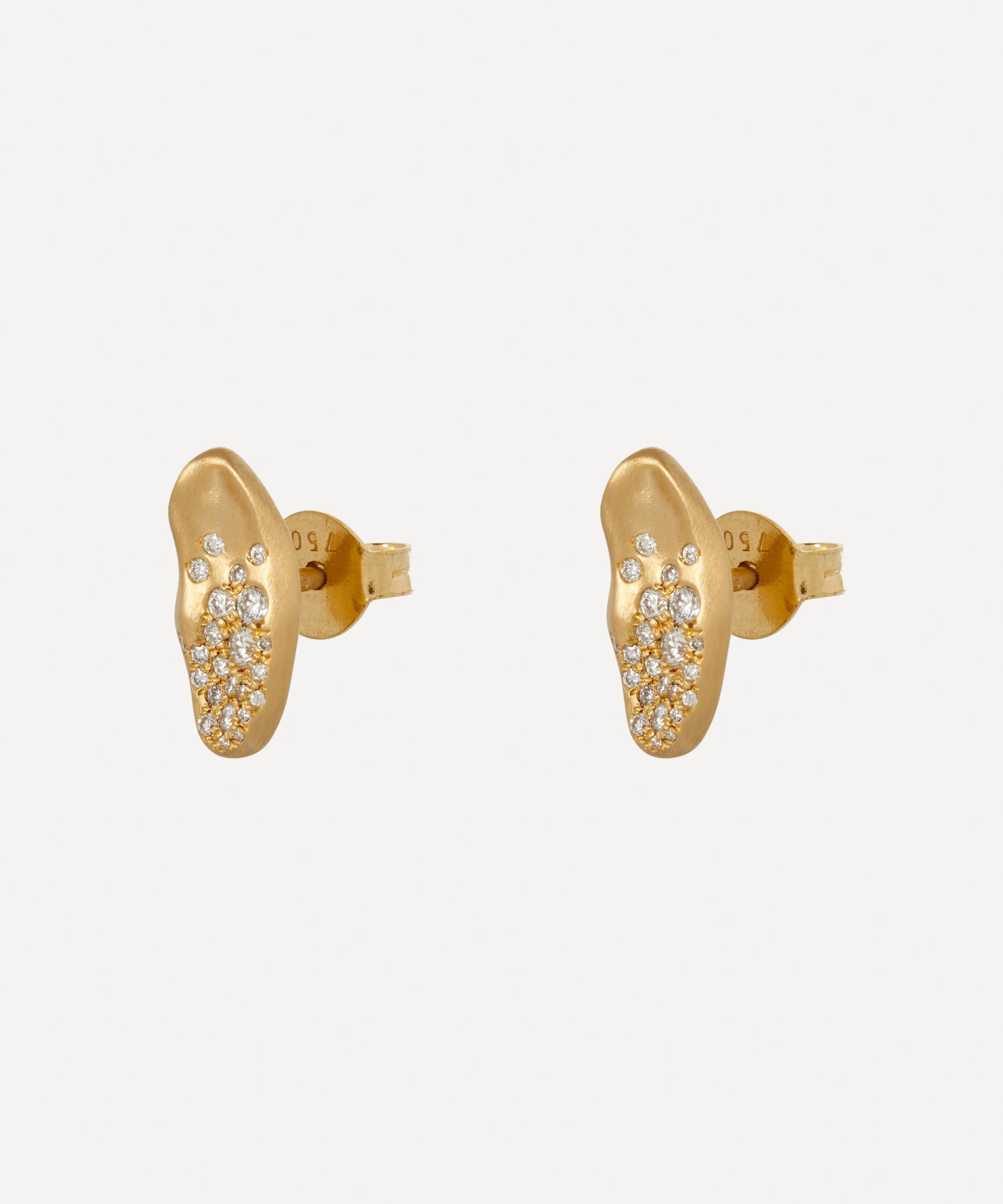 Nada Ghazal - 18ct Gold Baby Malak Flourish Ice Mini Marquise Stud Earrings image number 2