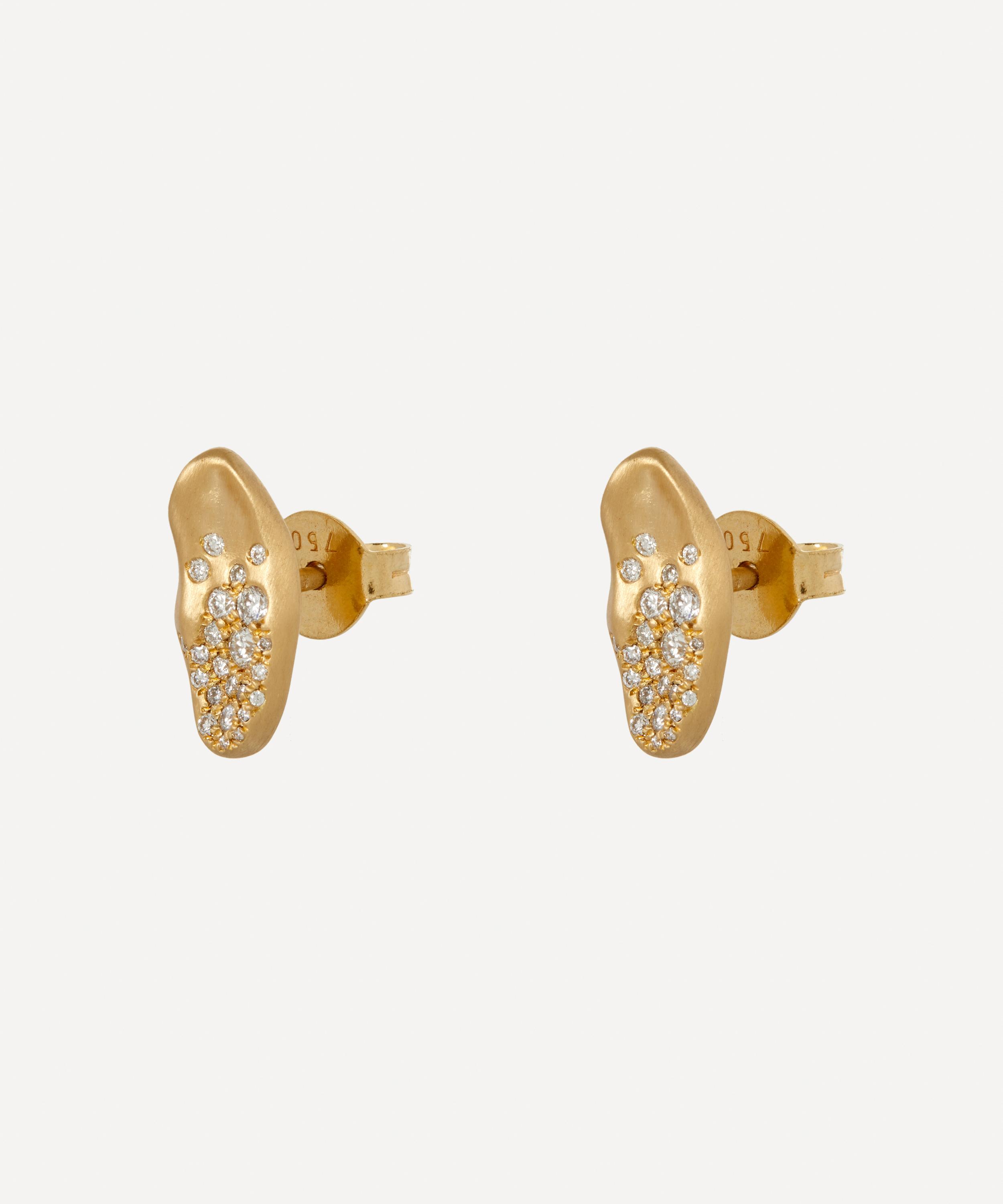 Nada Ghazal - 18ct Gold Baby Malak Flourish Ice Mini Marquise Stud Earrings image number 2