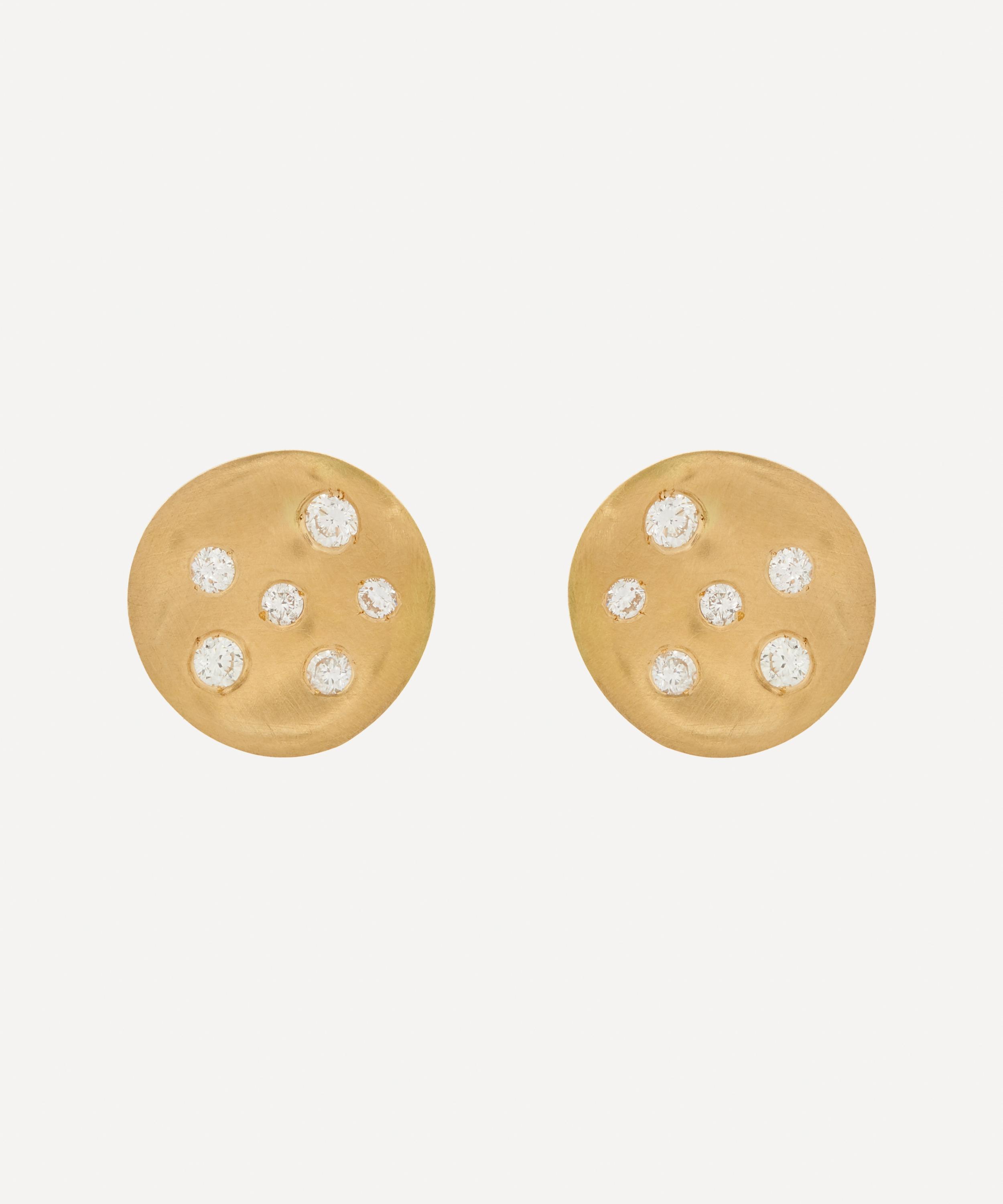 Nada Ghazal - 18ct Gold Baby Malak Ice Mini Round Stud Earrings image number 0