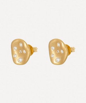 Nada Ghazal - 18ct Gold Baby Malak Ice Mini Round Stud Earrings image number 2