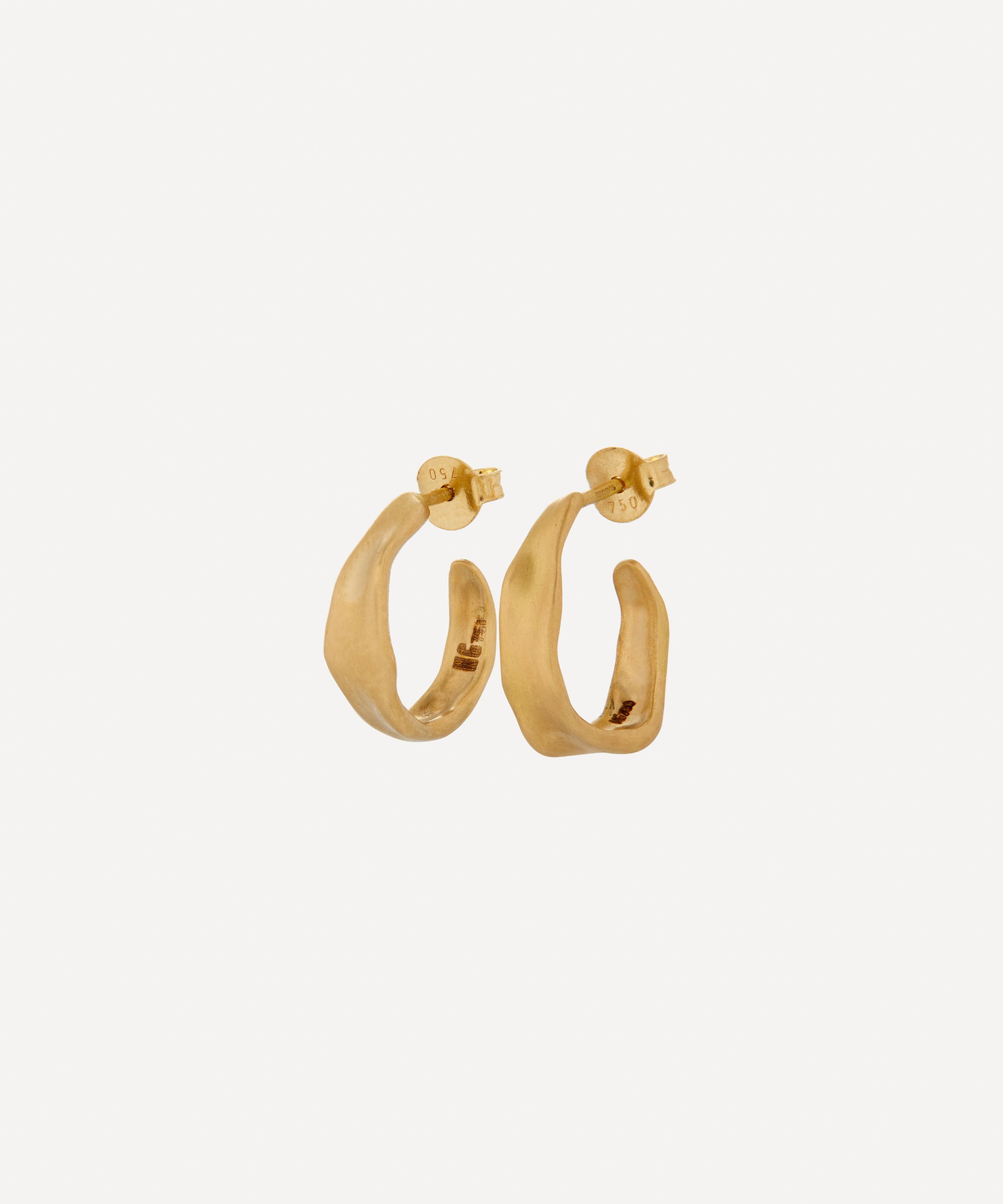 Nada Ghazal - 18ct Gold Baby Malak Round Hoop Earrings image number 2