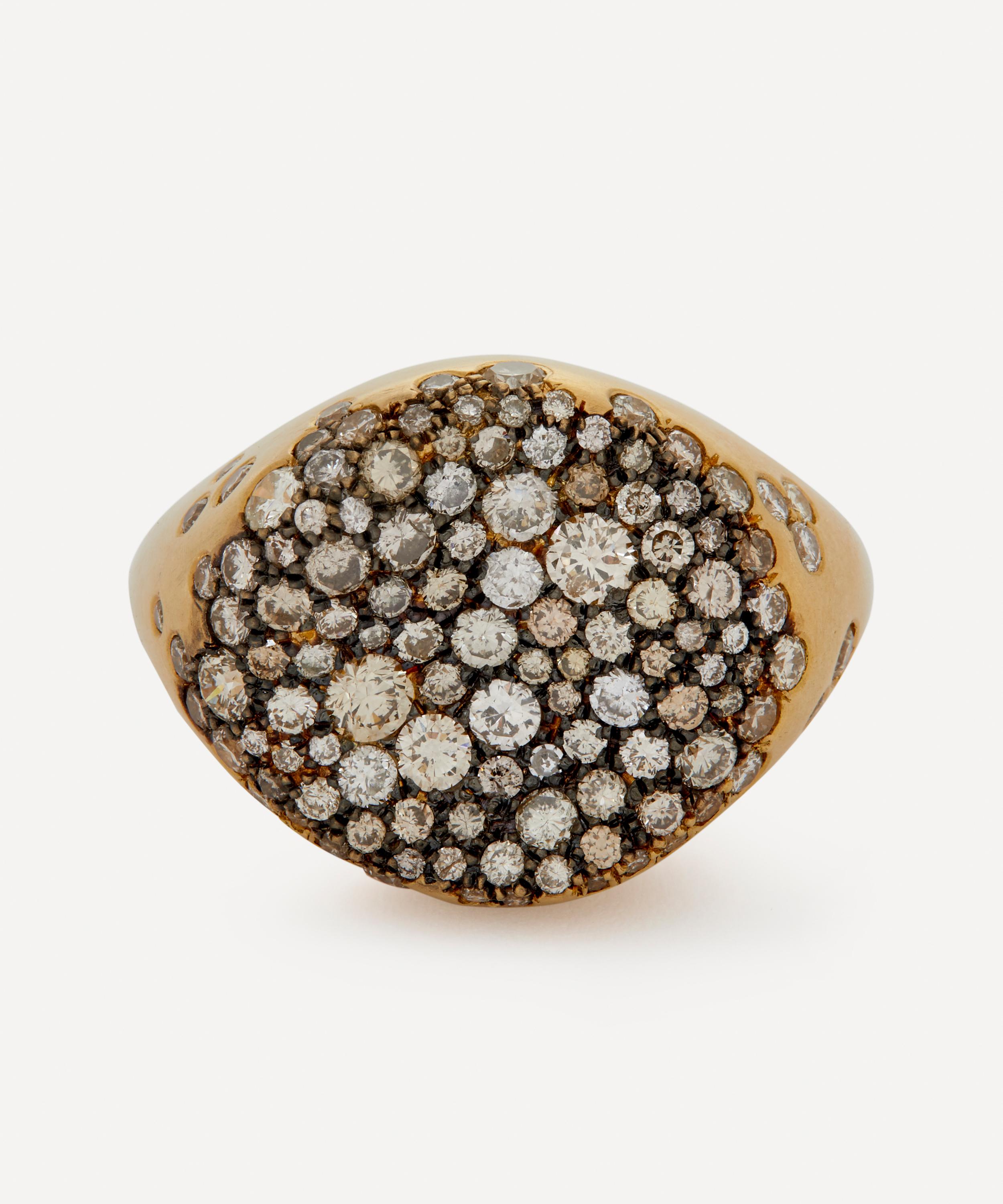 Nada Ghazal - 18ct Gold Baby Malak Original Champagne Round Ring image number 