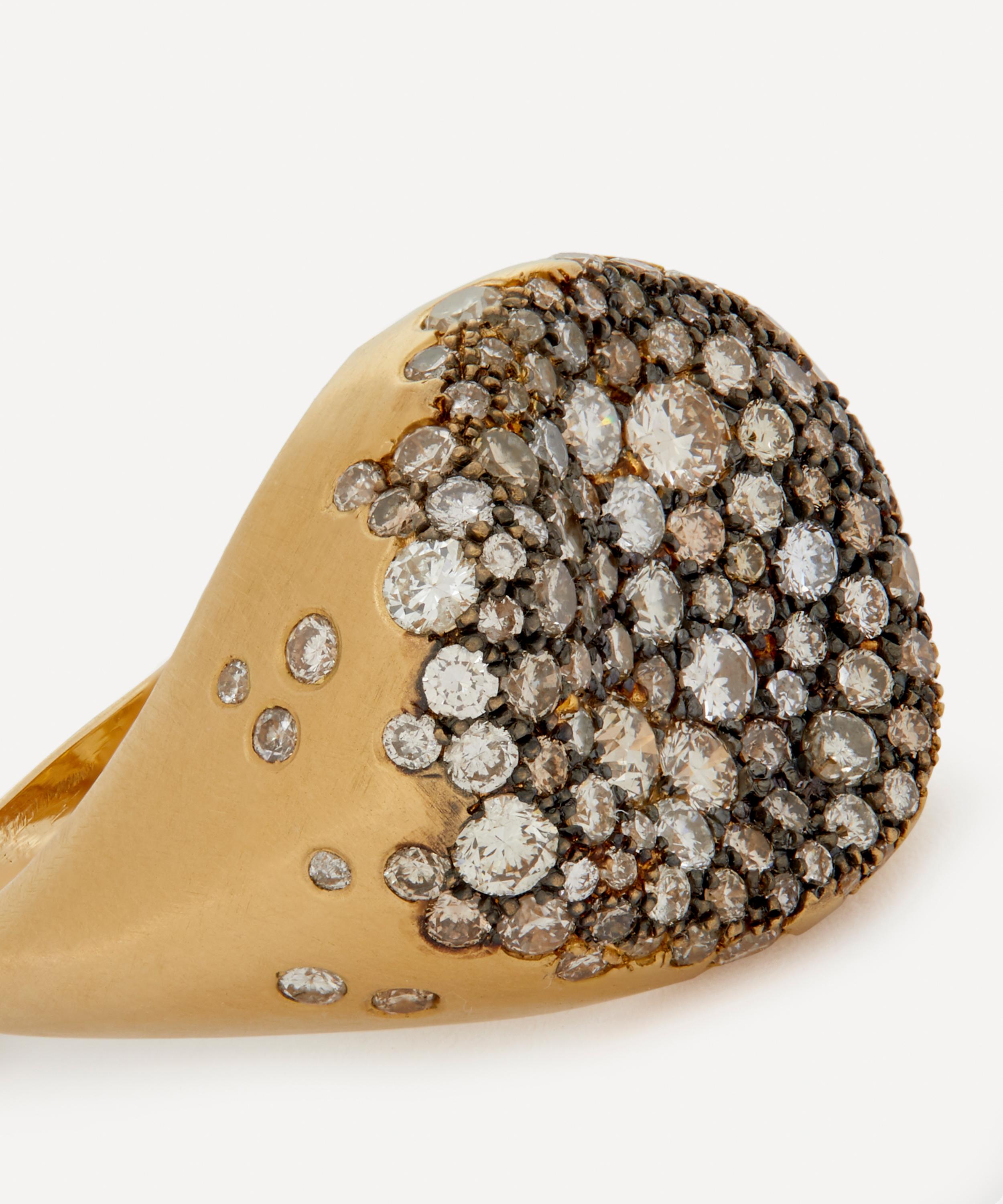 Nada Ghazal - 18ct Gold Baby Malak Original Champagne Round Ring image number 