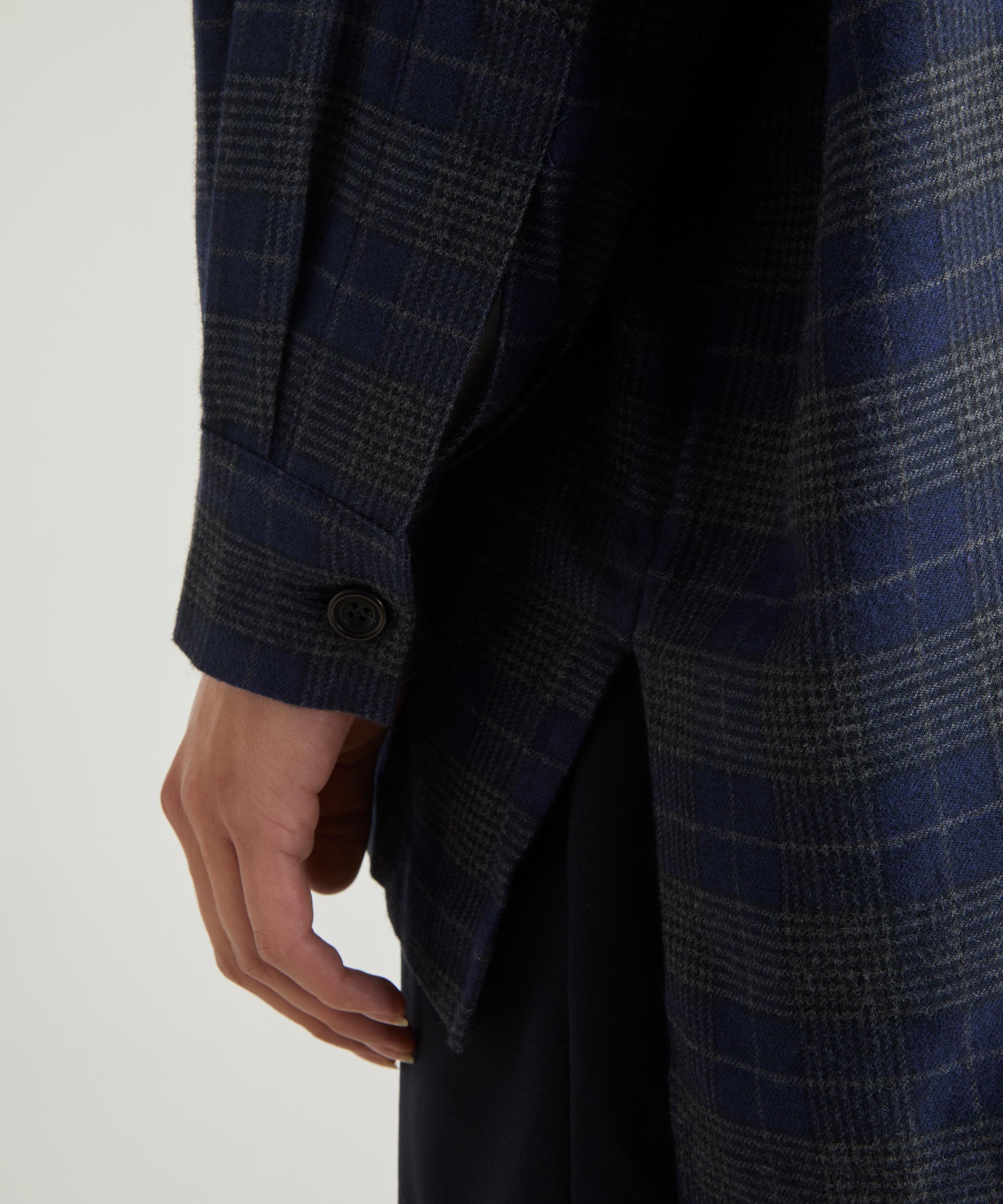 Eskandar Longer Plaid Wide Collared Shirt | Liberty