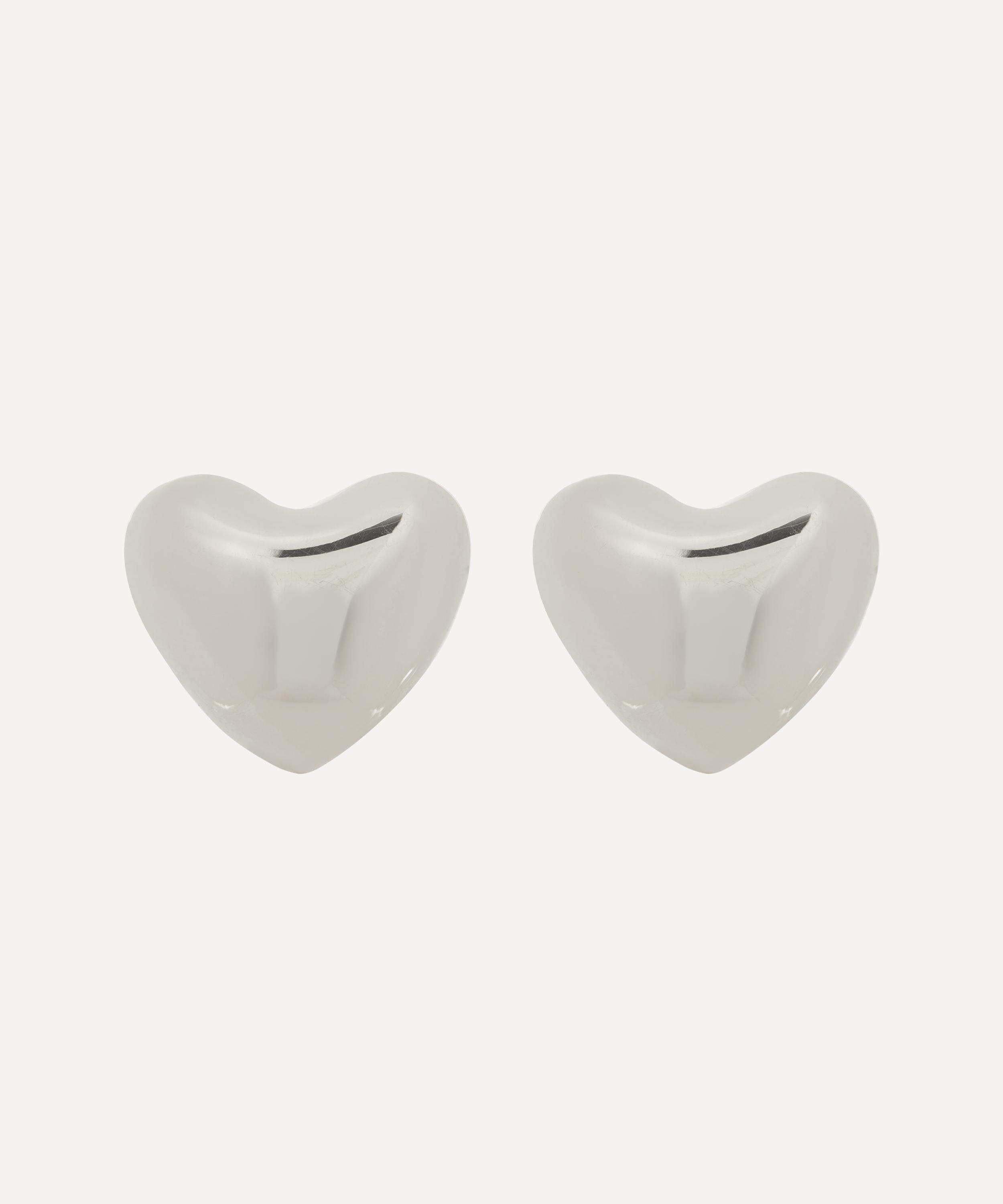 Sterling Silver Voluptuous Heart Stud Earrings