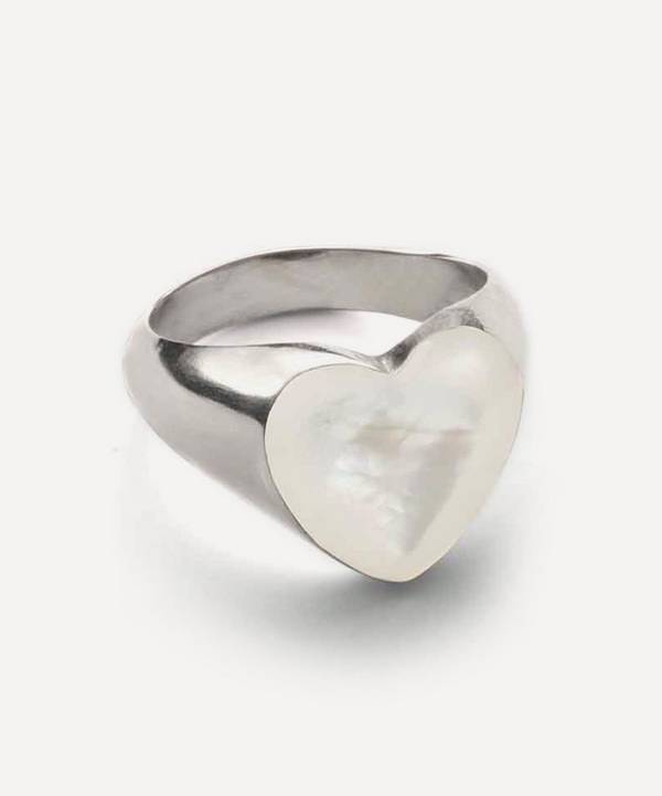 Annika Inez - Sterling Silver Small Mother Of Pearl Gem Heart Ring image number 0